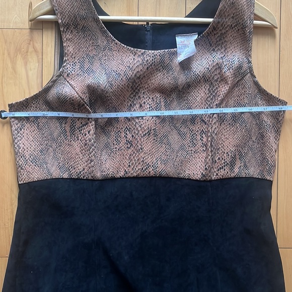 🌺2 for 50$🌺 Vintage 1980s Black Midi Dress with Faux Brown Snakeskin - Picture 6 of 13